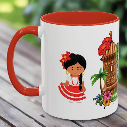 TAZA ESTAMPA BORICUA CON JIBARITOS | Puerto Rican Folk Mug