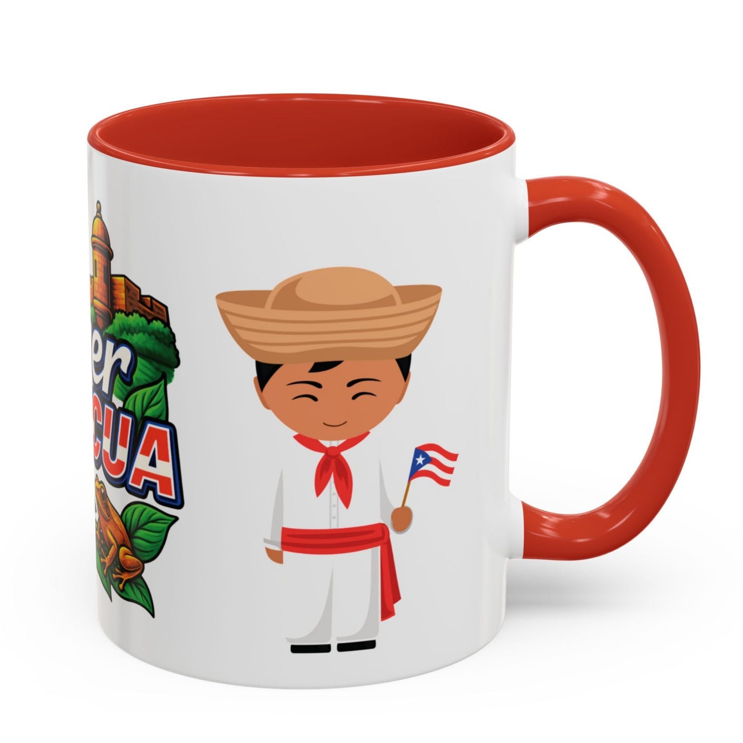 Taza Cup Coffee Mug Puerto Rico con el Morro, Coqui, Flor y Jibaritos | 4everboricua