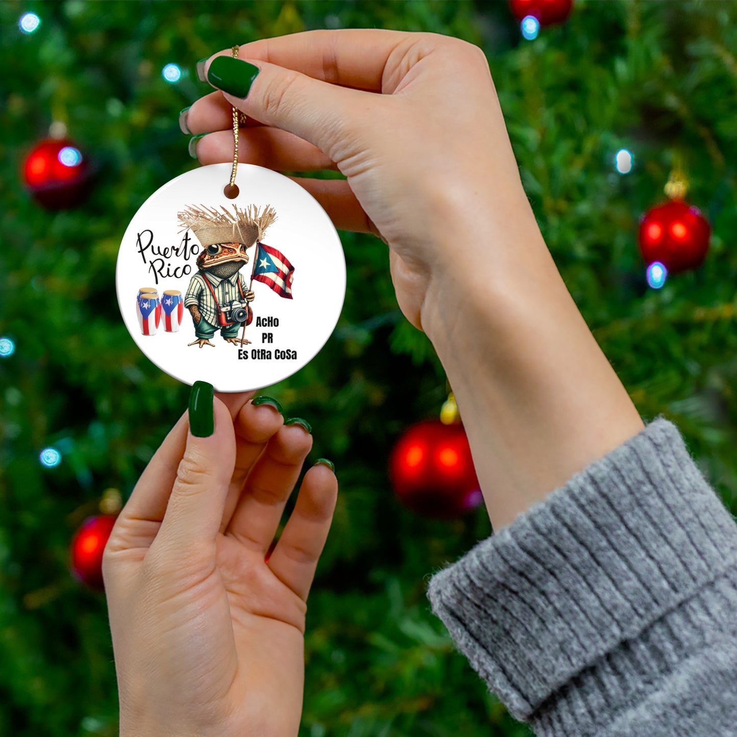 Adorno Navideño Puerto Rico ACHO PR ES OTRA COSA Sapo Concho | 4everBoricua