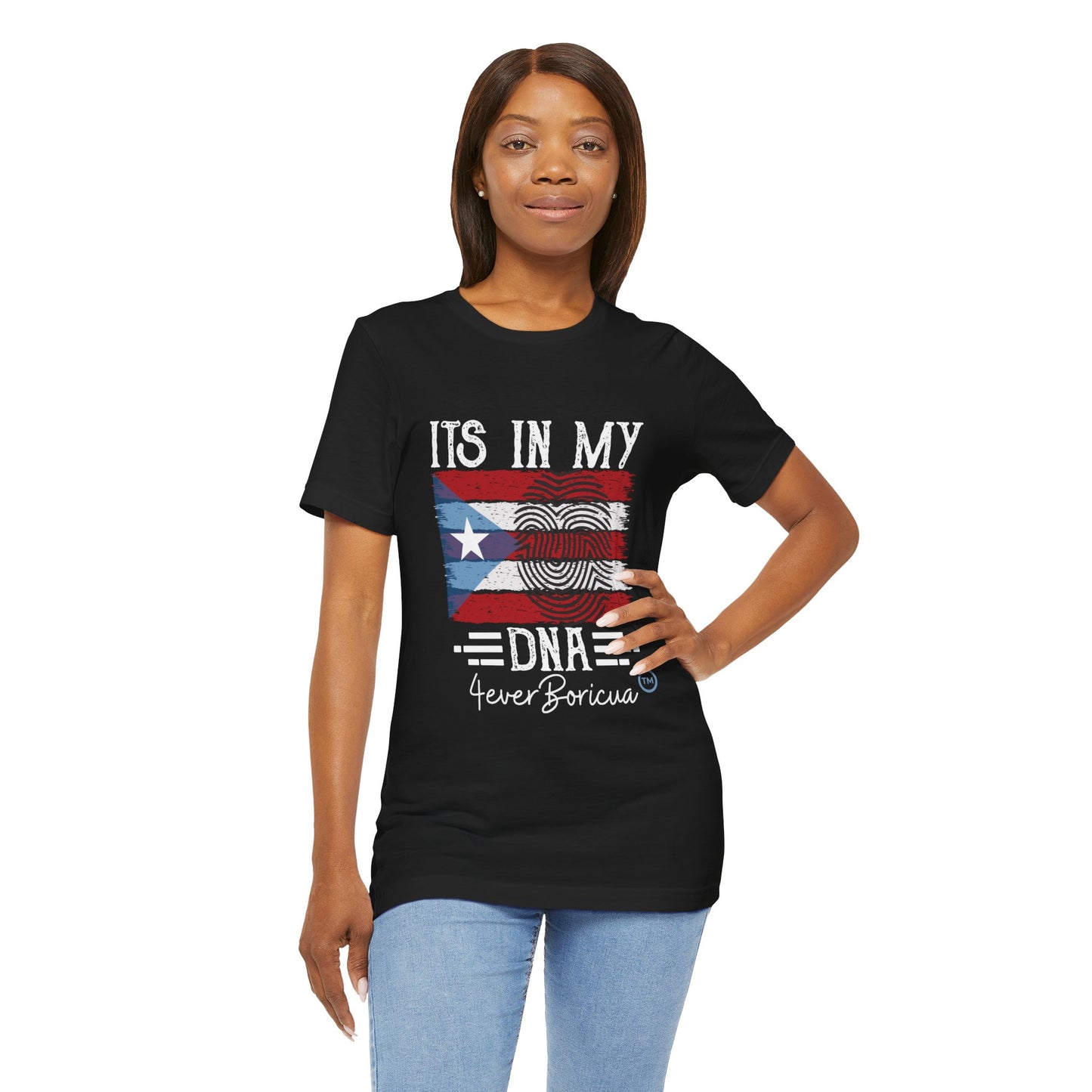 CAMISETA PR UNISEX PUERTO RICO IT'S IN MY DNA Black T-SHIRT | 4EVERBORICUA