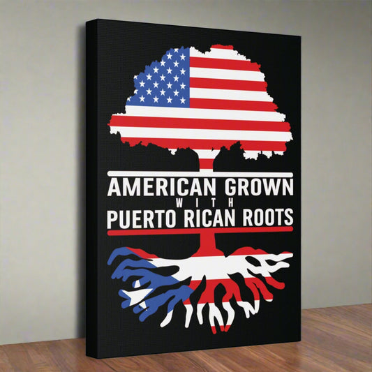 CUADRO PUERTO RICO AMERICAN GROWN WITH PUERTO RICAN ROOTS. 16X20 LISTO PARA COLGAR.