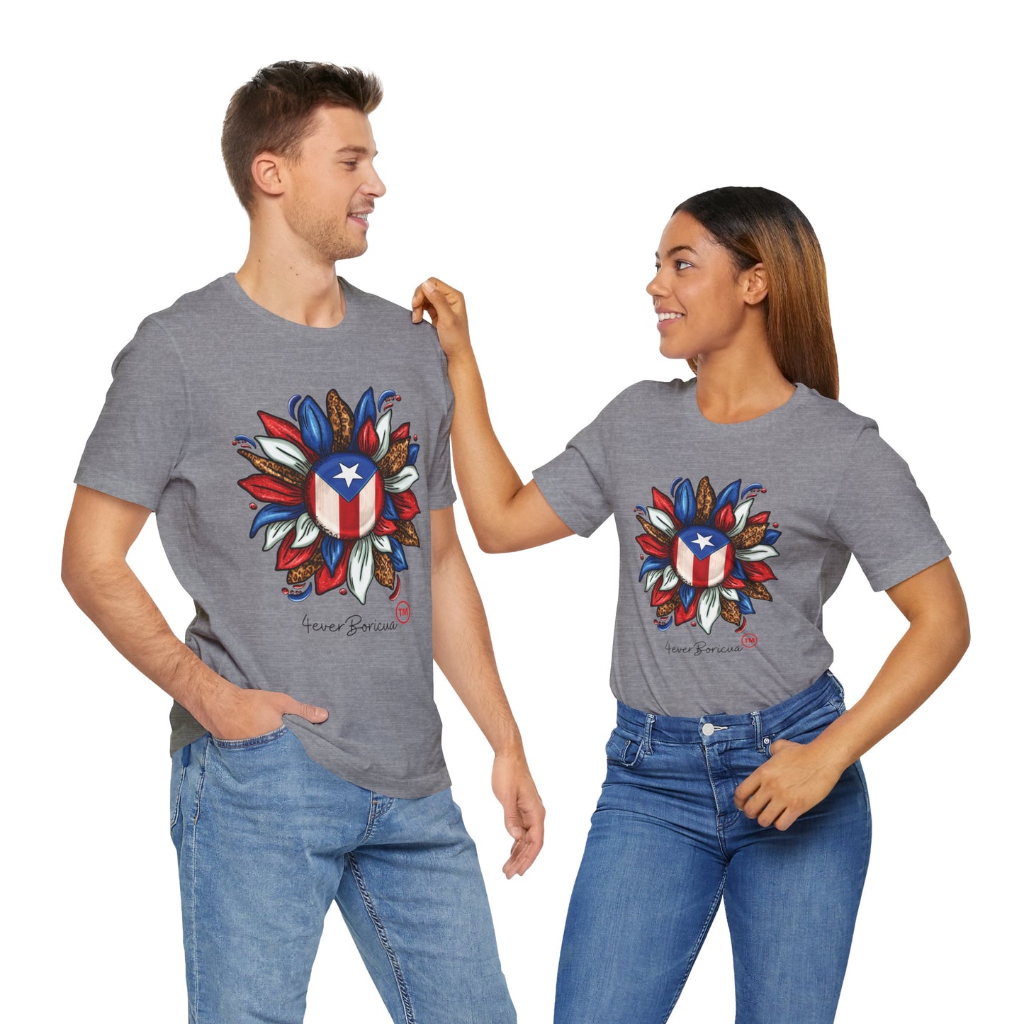 CAMISETA PR PUERTO RICAN BLOOMING FLAG T-SHIRT Gray | 4EVERBORICUA