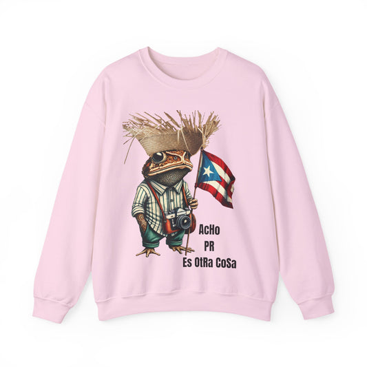 Acho PR es Otra Cosa Unisex Sweatshirt Sudadera Orgullo Boricua Diseño Exclusivo Sapo Concho Pava Bandera Pr | Rosa Claro | 4everBoricua
