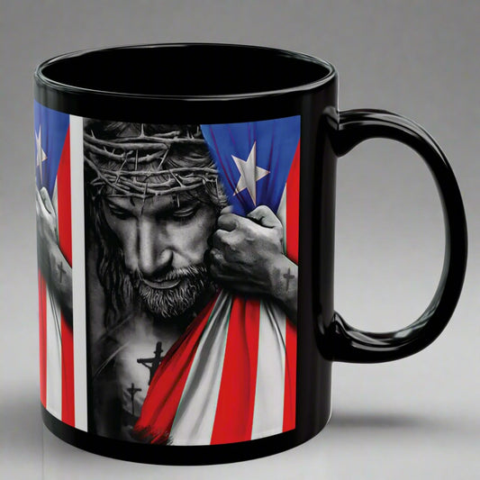 TAZA JESÚS CON BANDERA PUERTO RICO Cup Coffee Mug | 4EVERBORICUA
