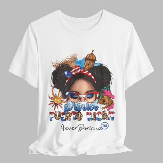 PROUD PUERTO RICAN SHIRT CAMISETA PUERO RICO CON ELEMENTOS BORICUAS PAVA EL MORRO VEJIGANTE COQUI
