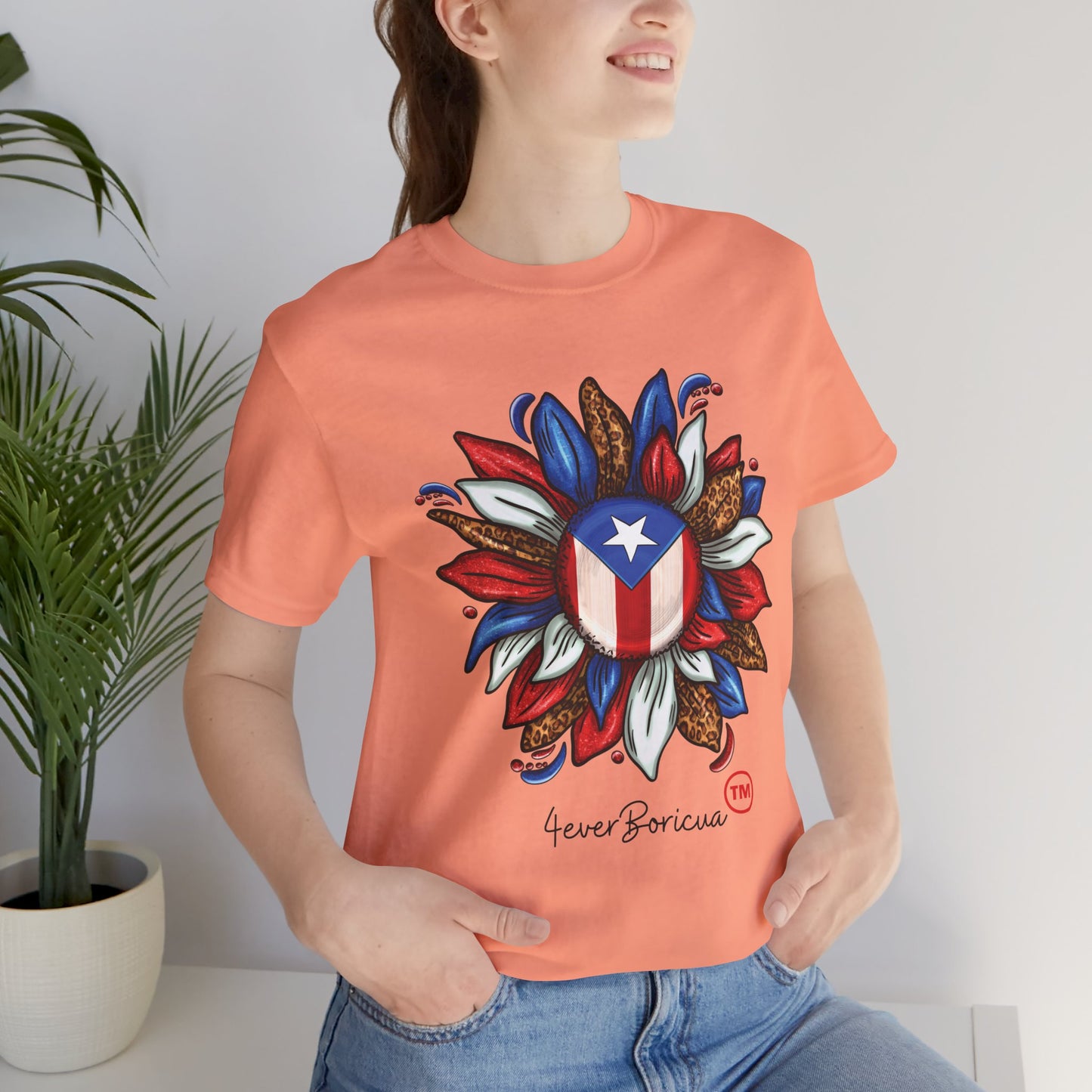 CAMISETA PR PUERTO RICAN BLOOMING FLAG T-SHIRT Sunset | 4EVERBORICUA