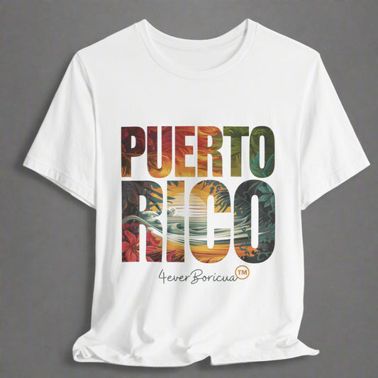 CAMISETA SHIRT PUERTO RICO PR 4EVERBORICUA WHITE BLANCA