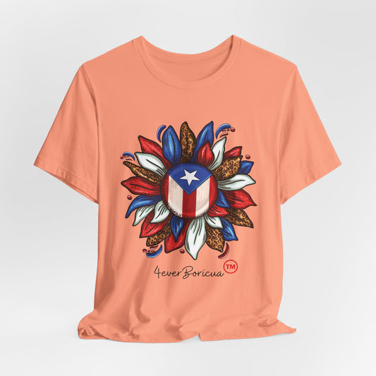 CAMISETA PR PUERTO RICAN BLOOMING FLAG T-SHIRT Sunset | 4EVERBORICUA