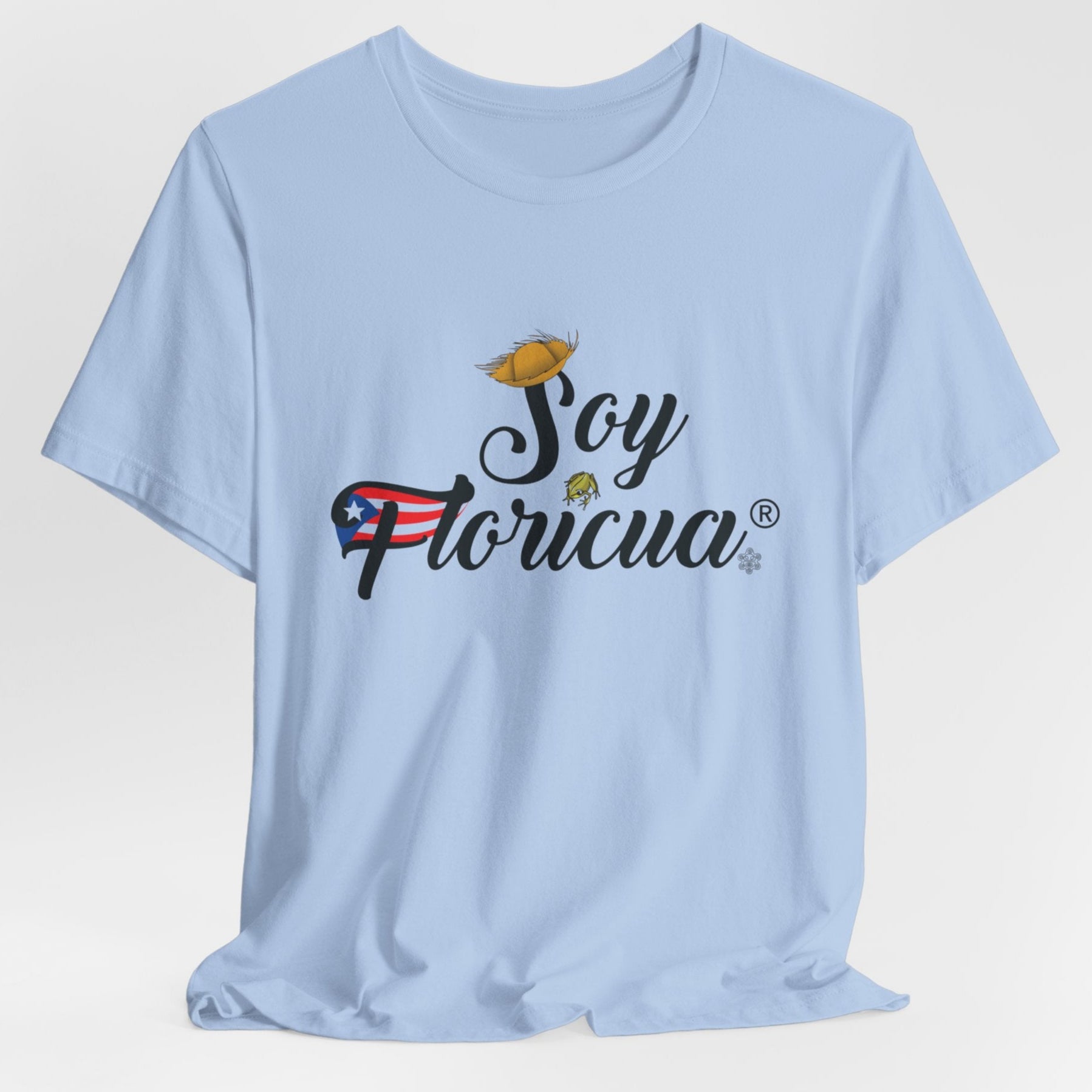 Camiseta Soy Floricua® – camisa original para puertorriqueños en Florida con diseño exclusivo y marca registrada AZUL