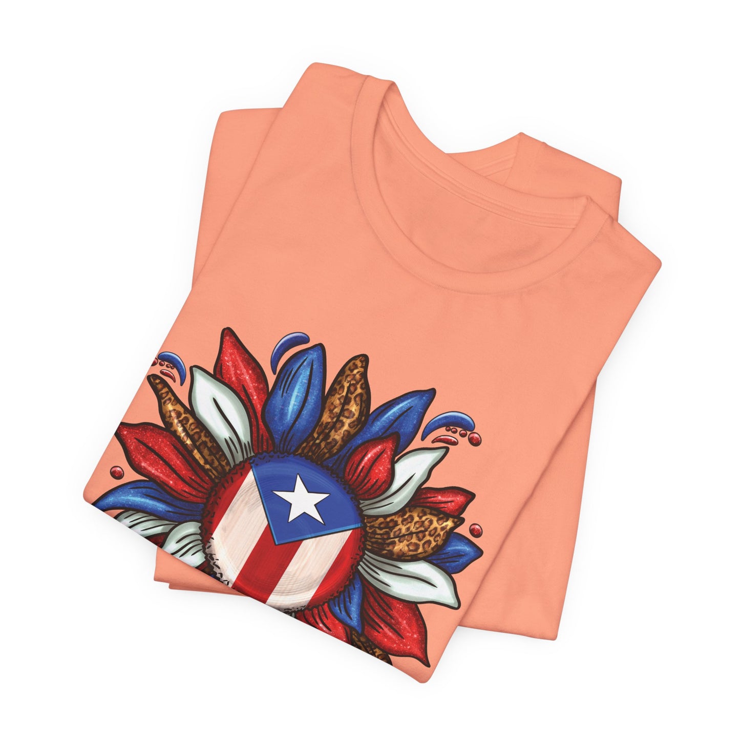 CAMISETA PR PUERTO RICAN BLOOMING FLAG T-SHIRT Sunset | 4EVERBORICUA