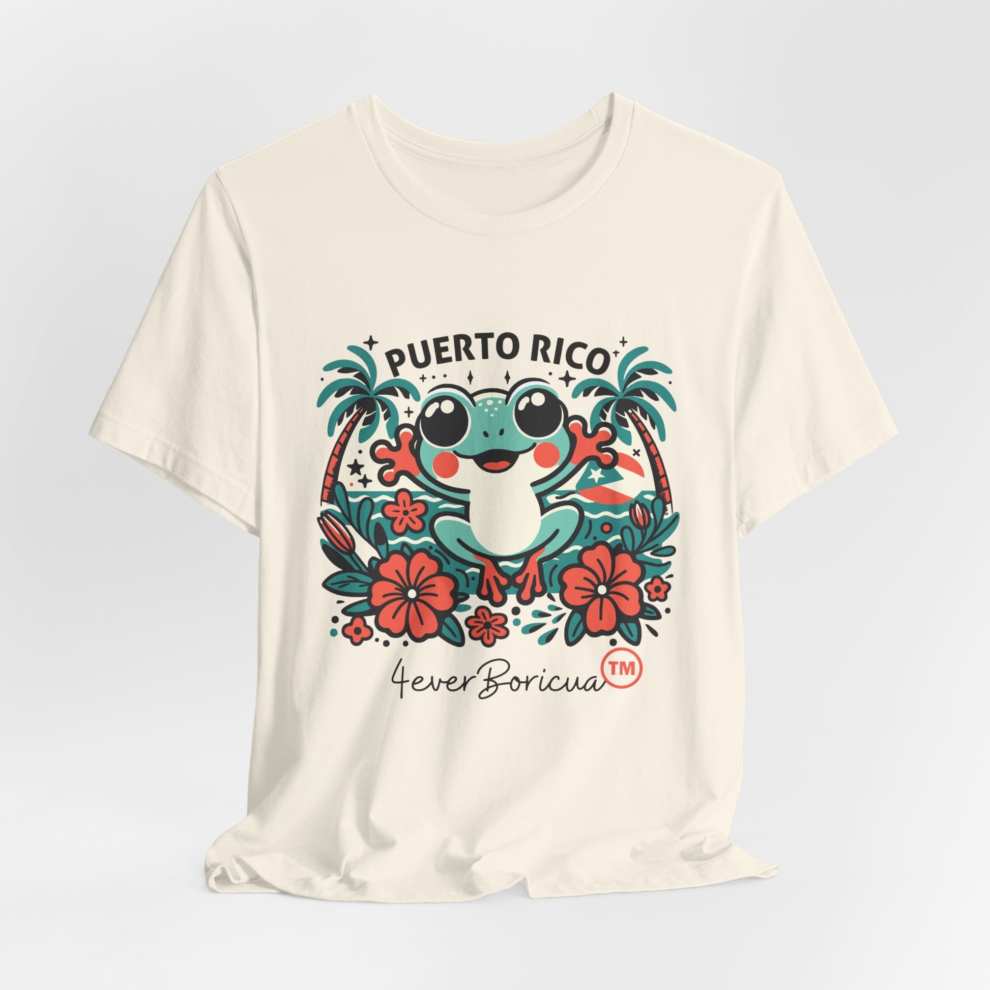 CAMISETA PR PUERTO RICO 4EVERBORICUA COQUI UNISEX CREMA NATURAL COLOR