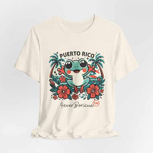 CAMISETA PR PUERTO RICO 4EVERBORICUA COQUI UNISEX CREMA NATURAL COLOR