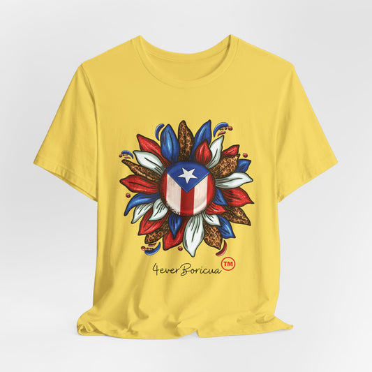 CAMISETA PUERTO RICO SHIRT BANDERA FLOR BLOOMING FLAG|4EVERBORICUA