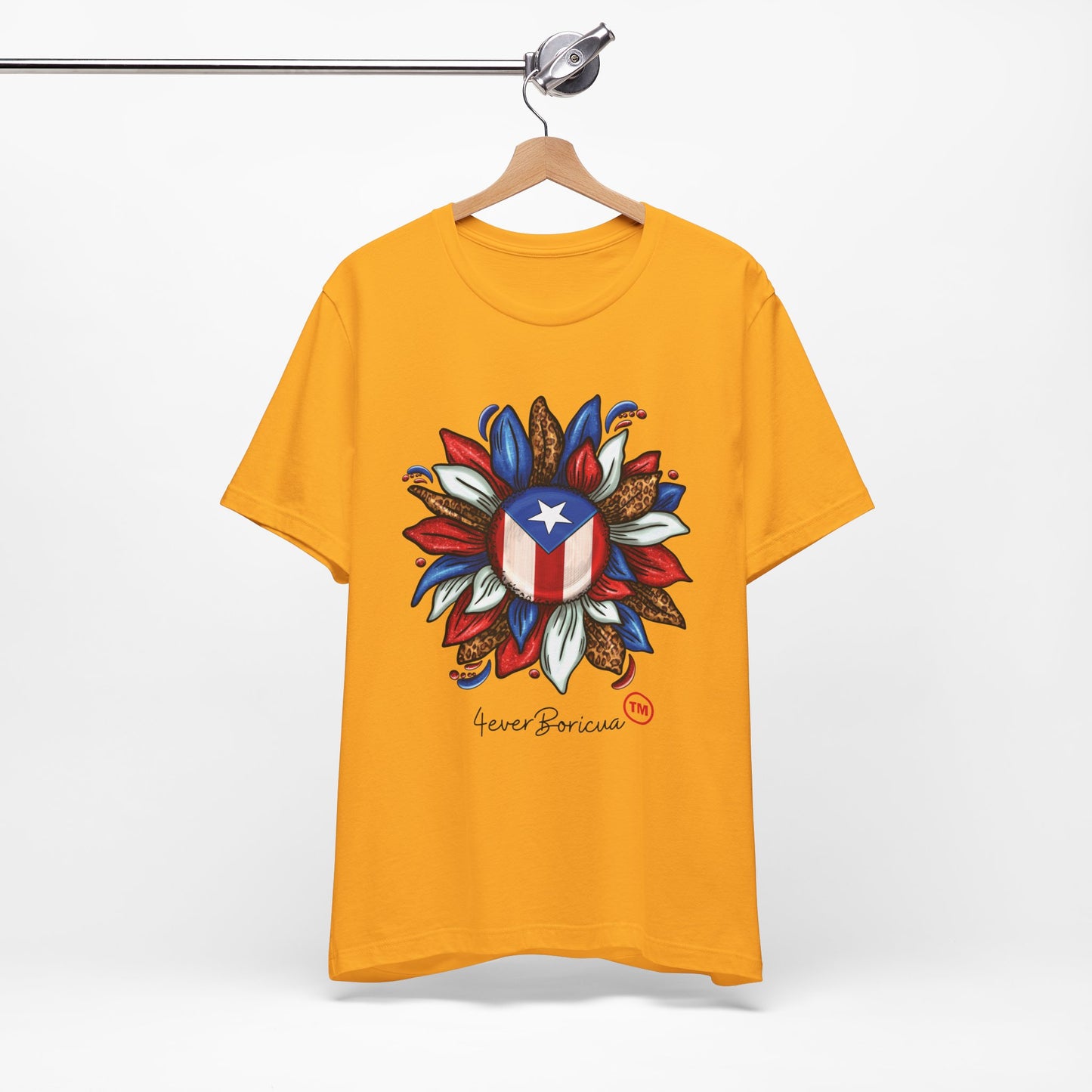 CAMISETA PR PUERTO RICAN BLOOMING FLAG T-SHIRT Gold | 4EVERBORICUA