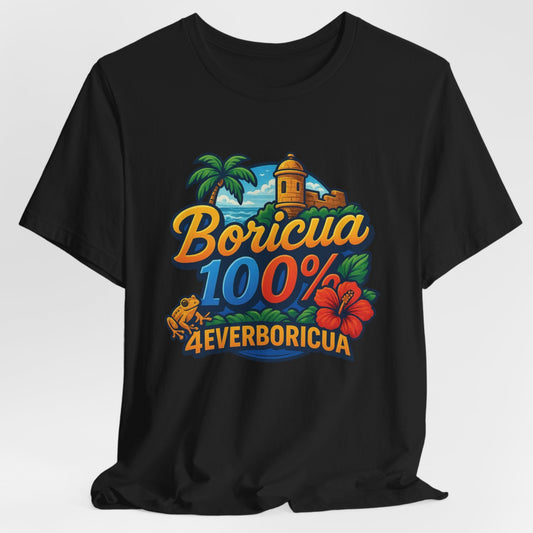 CAMISETAS PR UNISEX BORICUA 100% 4EVERBORICUA SHIRTS | Black