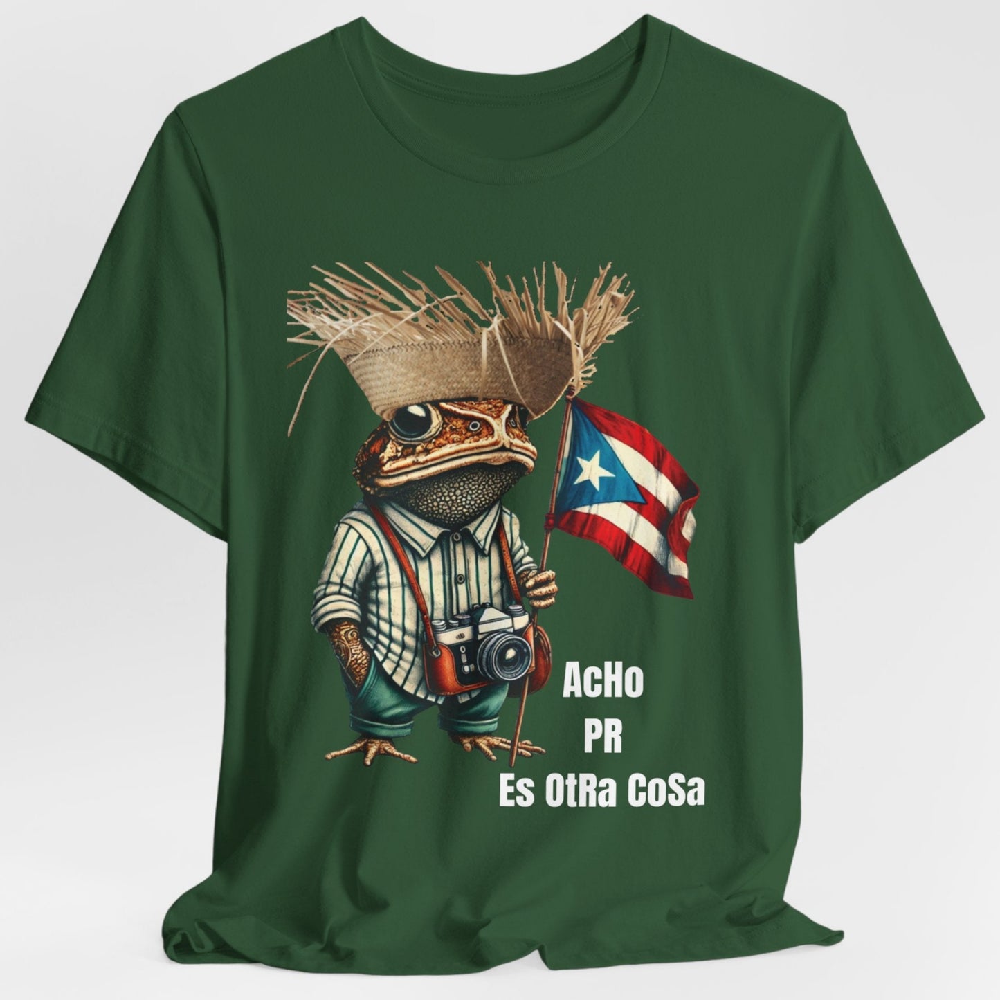 ACHO PR ES OTRA COSA CAMISETA PUERTO RICO SHIRTS PE ERRE 4EVERBORICUA SAPO CONCHO BANDERA Y PAVA UNISEX MILITARY GREEN