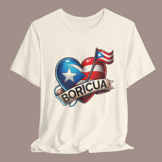 CAMISETAS PR UNISEX PUERTO RICO BORICUA SHIRT Natural Color | 4EVERBORICUA