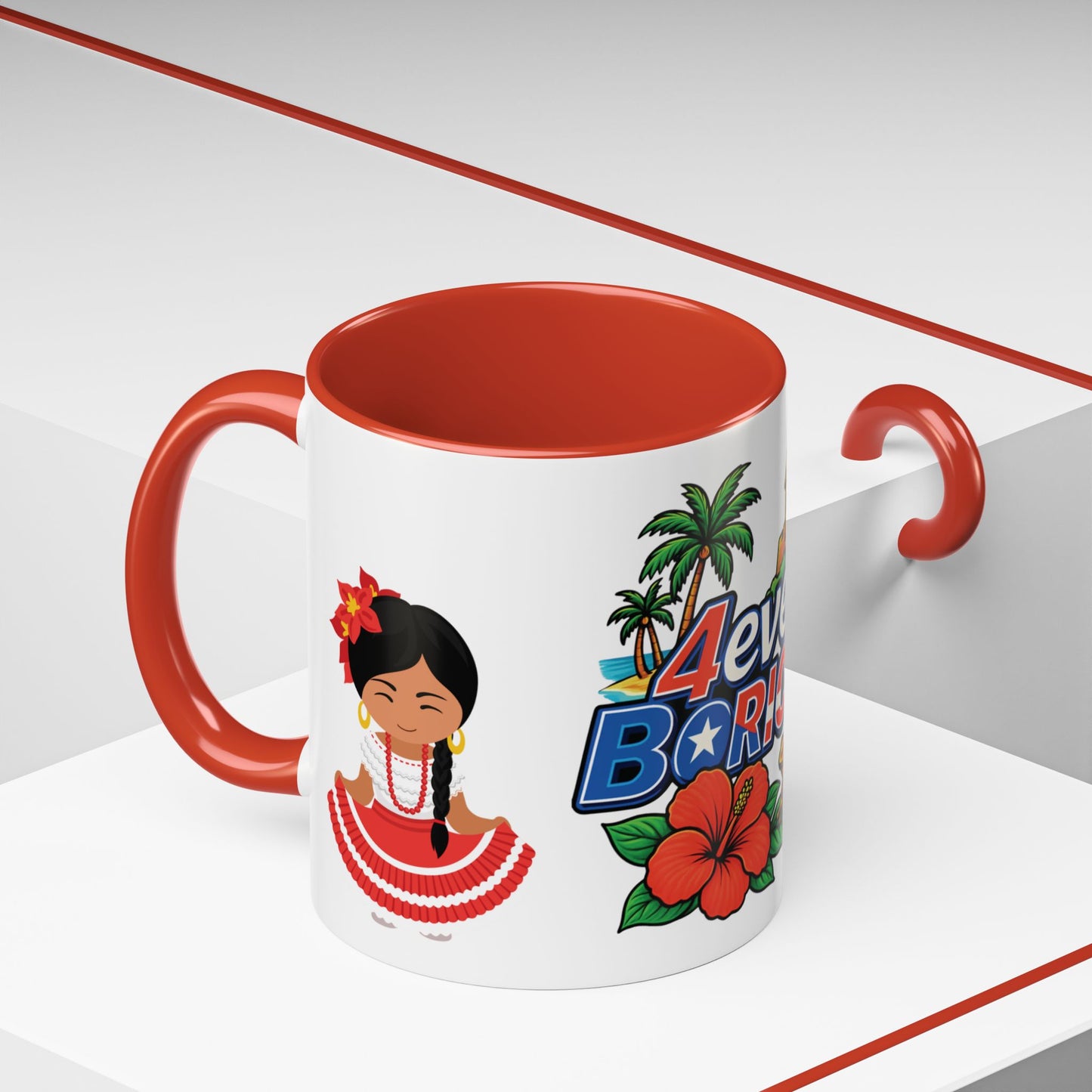 Taza Cup Coffee Mug Puerto Rico con el Morro, Coqui, Flor y Jibaritos | 4everboricua