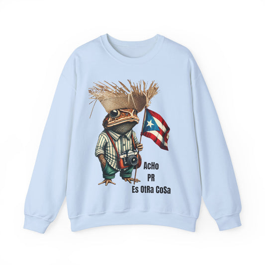 Acho PR es Otra Cosa Unisex Sweatshirt Sudadera Orgullo Boricua Diseño Exclusivo Sapo Concho Pava Bandera Pr | Azul Claro | 4everBoricua