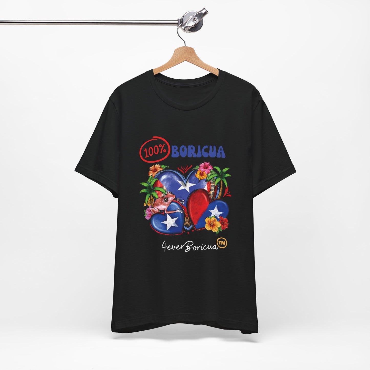 CAMISETA PUERTO RICO UNISEX 100% BORICUA T-SHIRT Black | 4EVERBORICUA