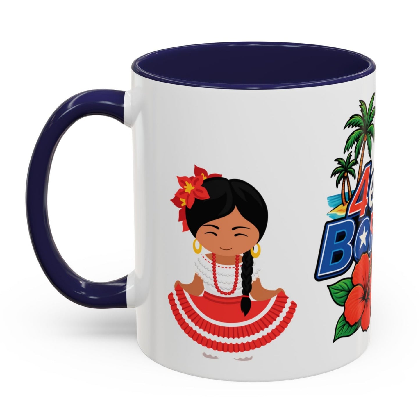 Taza Cup Coffee Mug Puerto Rico con el Morro, Coqui, Flor y Jibaritos | 4everboricua
