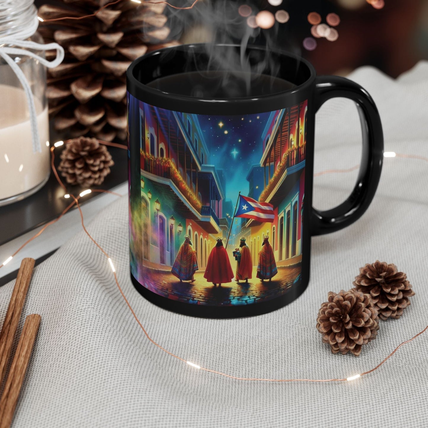TRES REYES MAGOS CON JESÚS EN PR - Obra en Taza de 11oz. Diseño exclusivo de 4everBoricua | FREE SHIPPING!