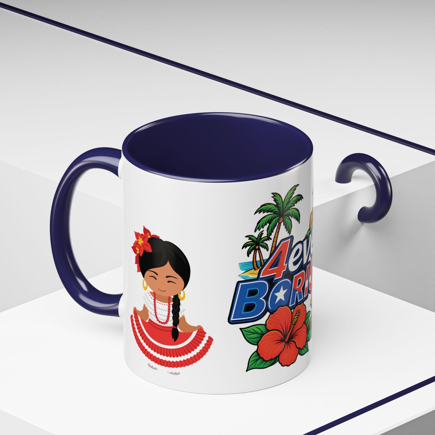 Taza Cup Coffee Mug Puerto Rico con el Morro, Coqui, Flor y Jibaritos | 4everboricua