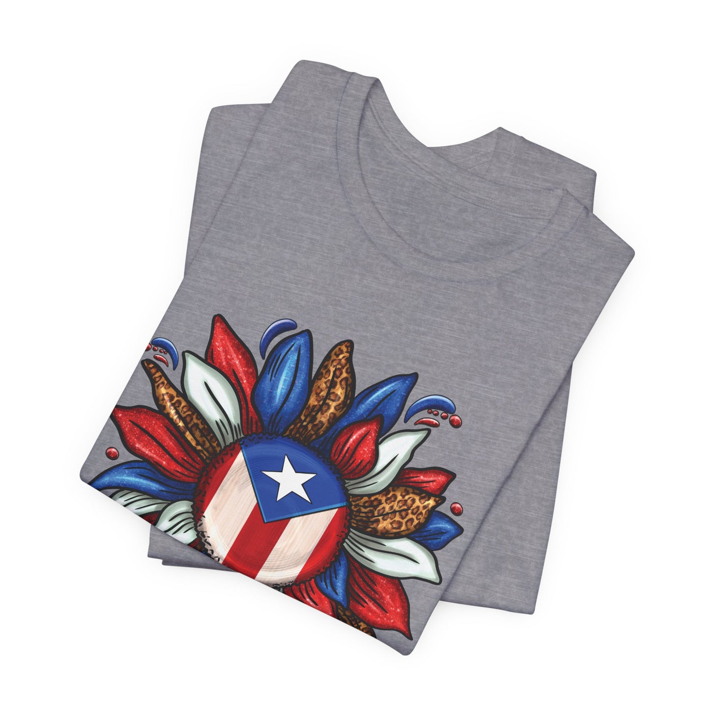 CAMISETA PR PUERTO RICAN BLOOMING FLAG T-SHIRT Gray | 4EVERBORICUA
