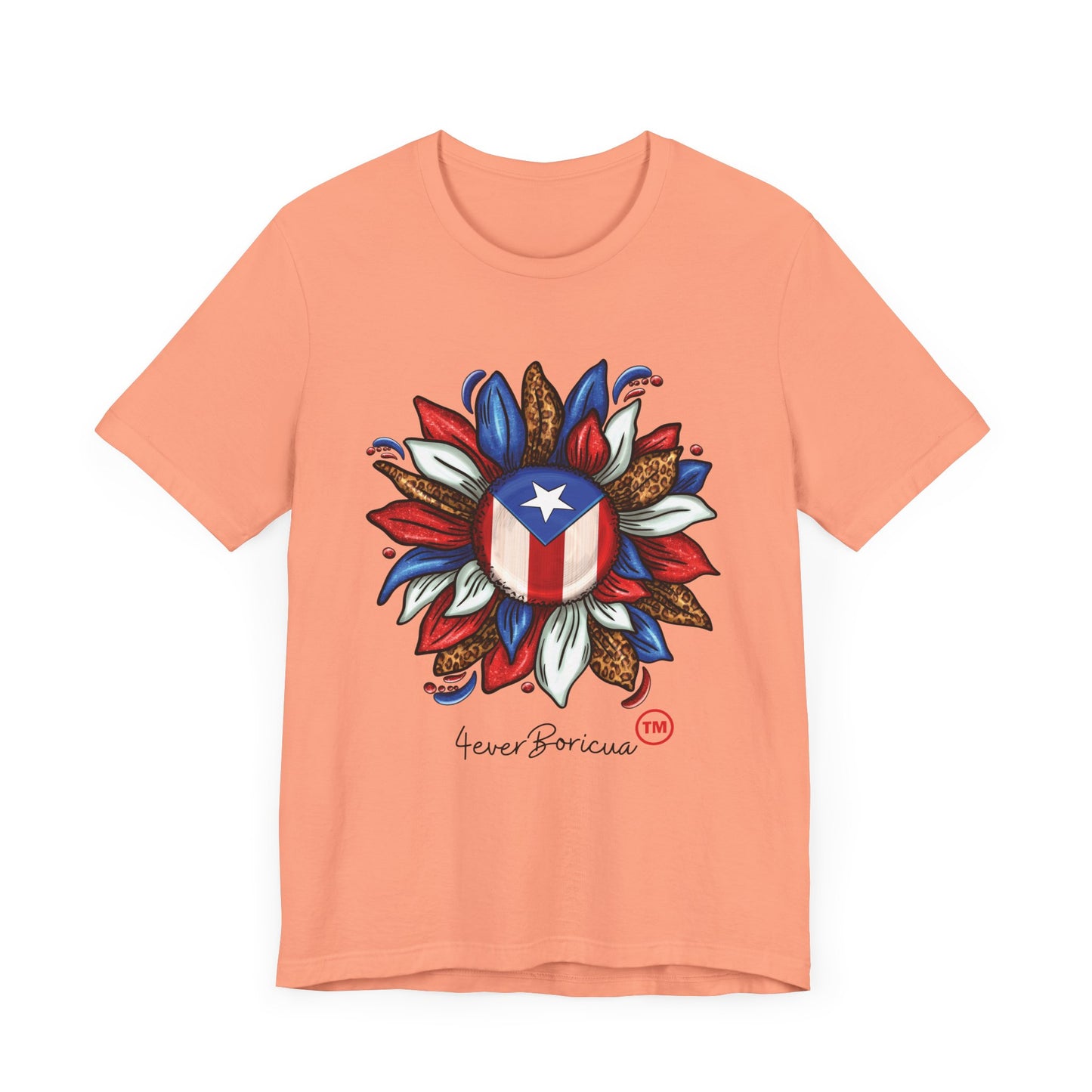CAMISETA PR PUERTO RICAN BLOOMING FLAG T-SHIRT Sunset | 4EVERBORICUA