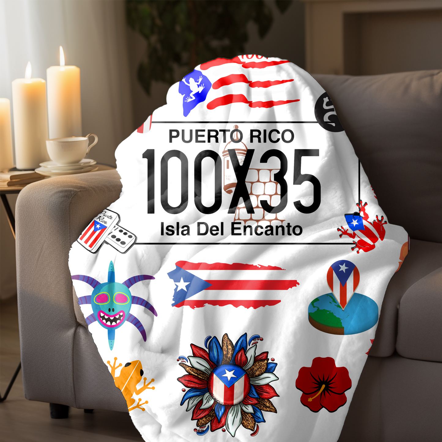 PUERTO RICO FRAZADA THROW BLANKET Diseño original | 4EVERBORICUA