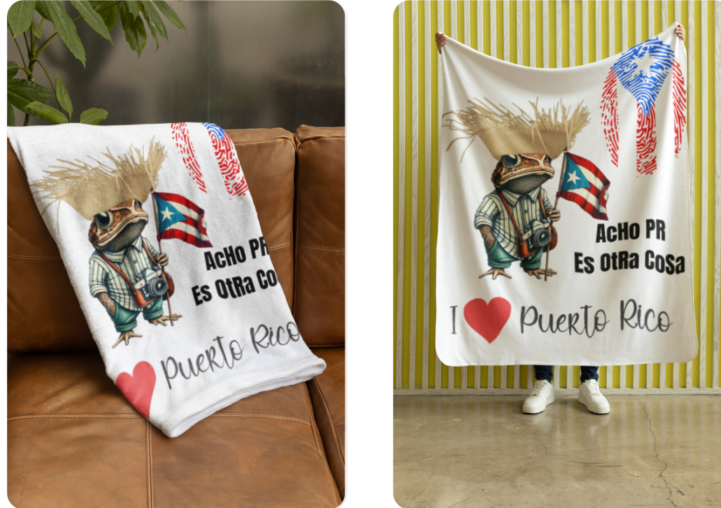 Frazada Frisa de Puerto Rico 50x60 Acho PR es Otra Cosa Puerto Rican Blanket Diseño Exclusivo - Free Shipping