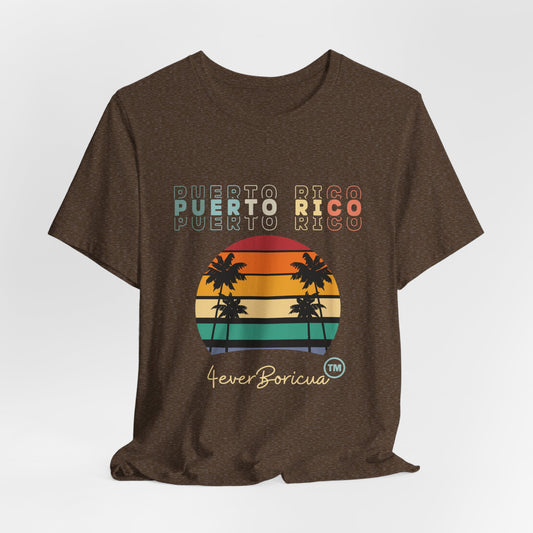 CAMISETAS PR UNISEX PUERTO RICO BEACH RETRO T-SHIRT Brown | 4EVERBORICUA