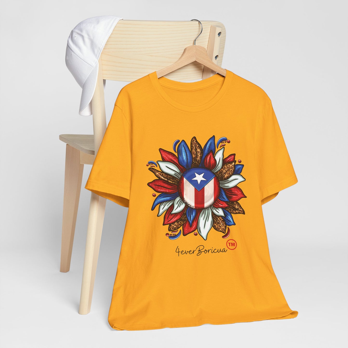 CAMISETA PR PUERTO RICAN BLOOMING FLAG T-SHIRT Gold | 4EVERBORICUA