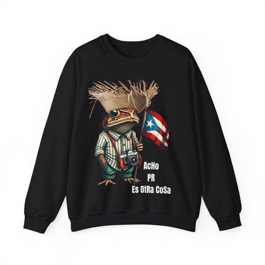 Acho PR es Otra Cosa Unisex Sweatshirt Sudadera Orgullo Boricua Diseño Exclusivo Sapo Concho Pava Bandera Pr | Negro | 4everBoricua
