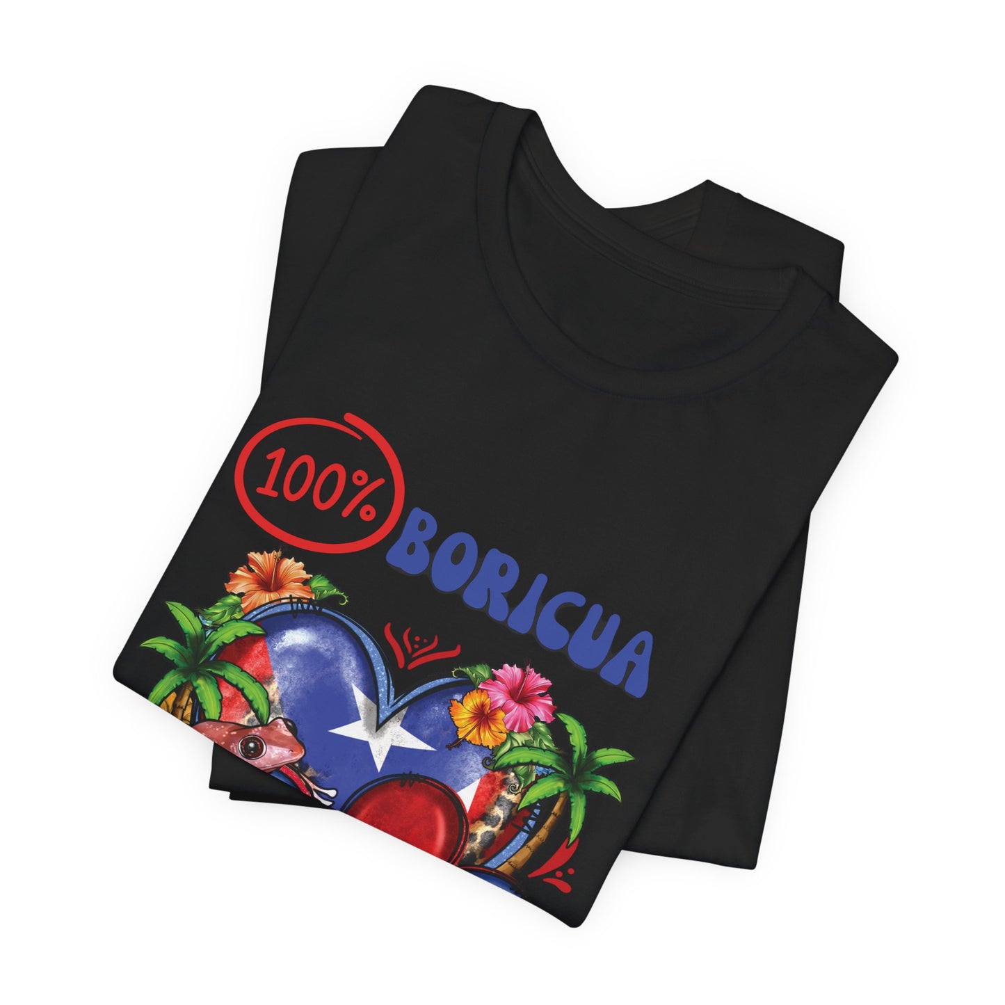 CAMISETA PUERTO RICO UNISEX 100% BORICUA T-SHIRT Black | 4EVERBORICUA