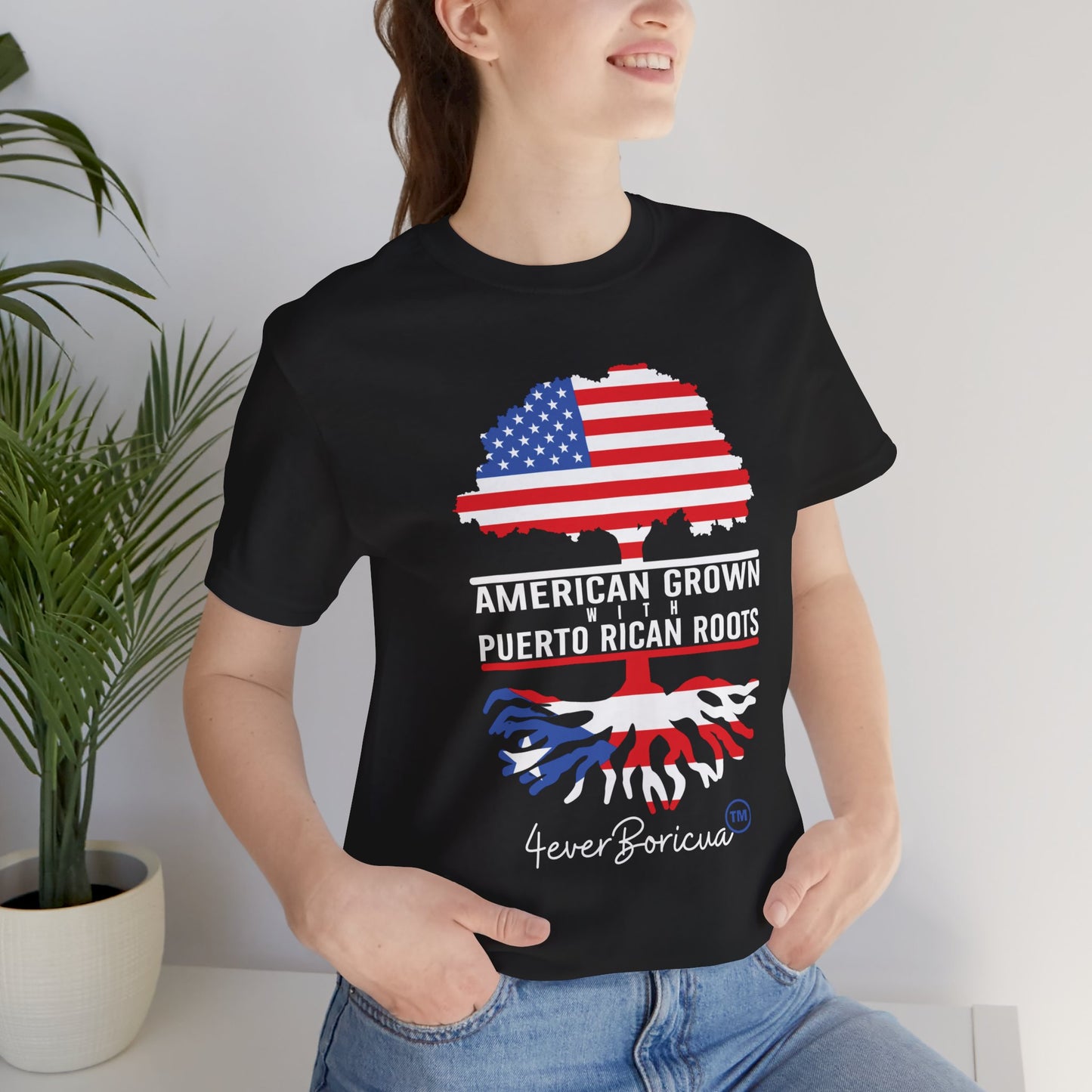 CAMISETAS PR SHIRT AMERICAN GROWN PUERTO RICAN ROOTS | 4EVERBORICUA