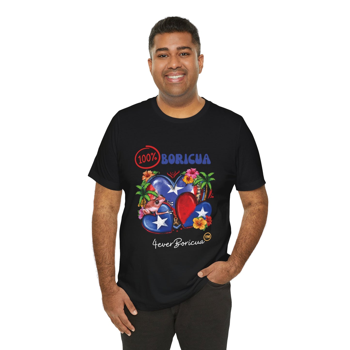CAMISETA PUERTO RICO UNISEX 100% BORICUA T-SHIRT Black | 4EVERBORICUA