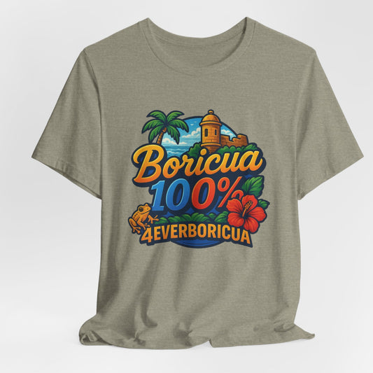 CAMISETAS PR UNISEX BORICUA 100% 4EVERBORICUA SHIRTS | Heather Stone
