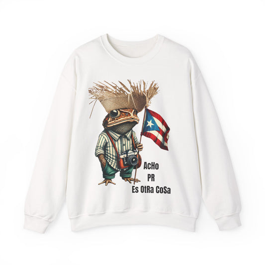 Acho PR es Otra Cosa Unisex Sweatshirt Sudadera Orgullo Boricua Diseño Exclusivo Sapo Concho Pava Bandera Pr | Blanca | 4everBoricua