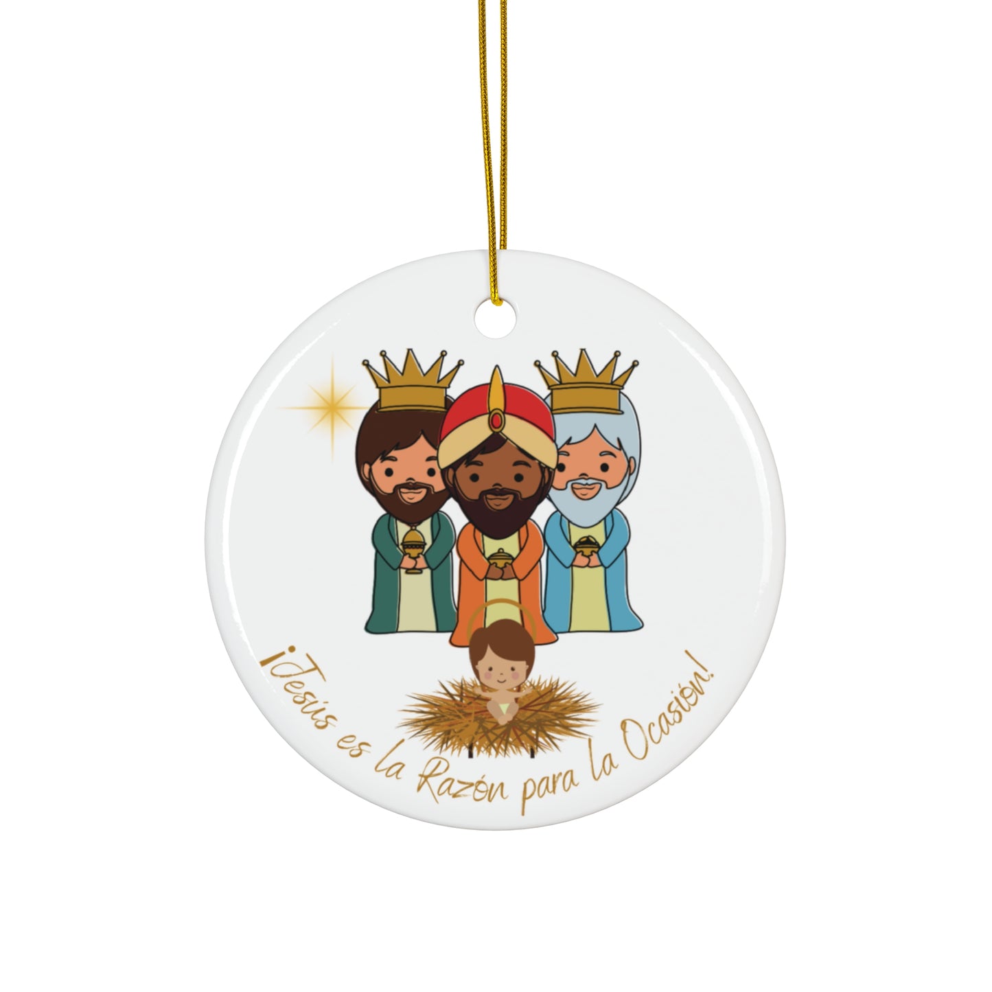 Adorno Navideño Tres Reyes Magos con Niño Jesús es la Razón para la Ocasión