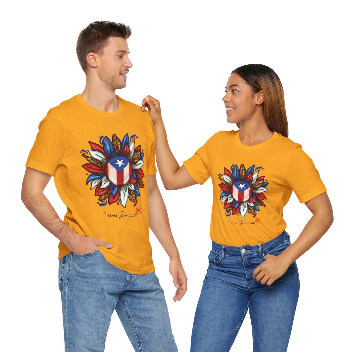 CAMISETA PR PUERTO RICAN BLOOMING FLAG T-SHIRT Gold | 4EVERBORICUA