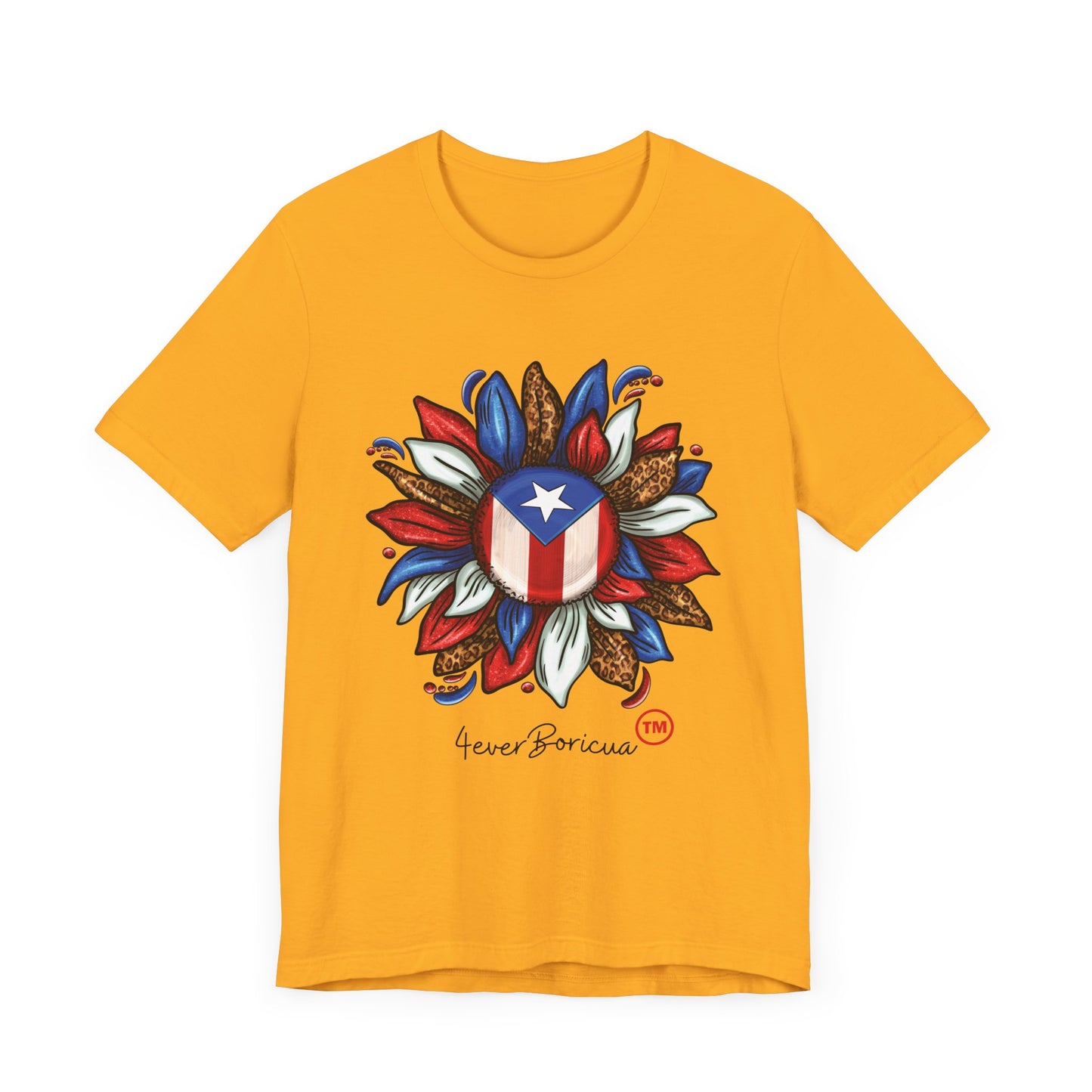 CAMISETA PR PUERTO RICAN BLOOMING FLAG T-SHIRT Gold | 4EVERBORICUA