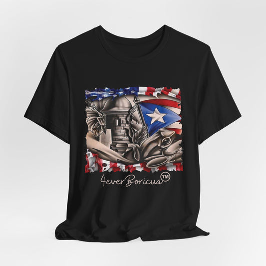 CAMISETA PR PUERTO RICO 4EVERBORICUA COQUI EL MORRO BANDERA FLAG BLACK NEGRA