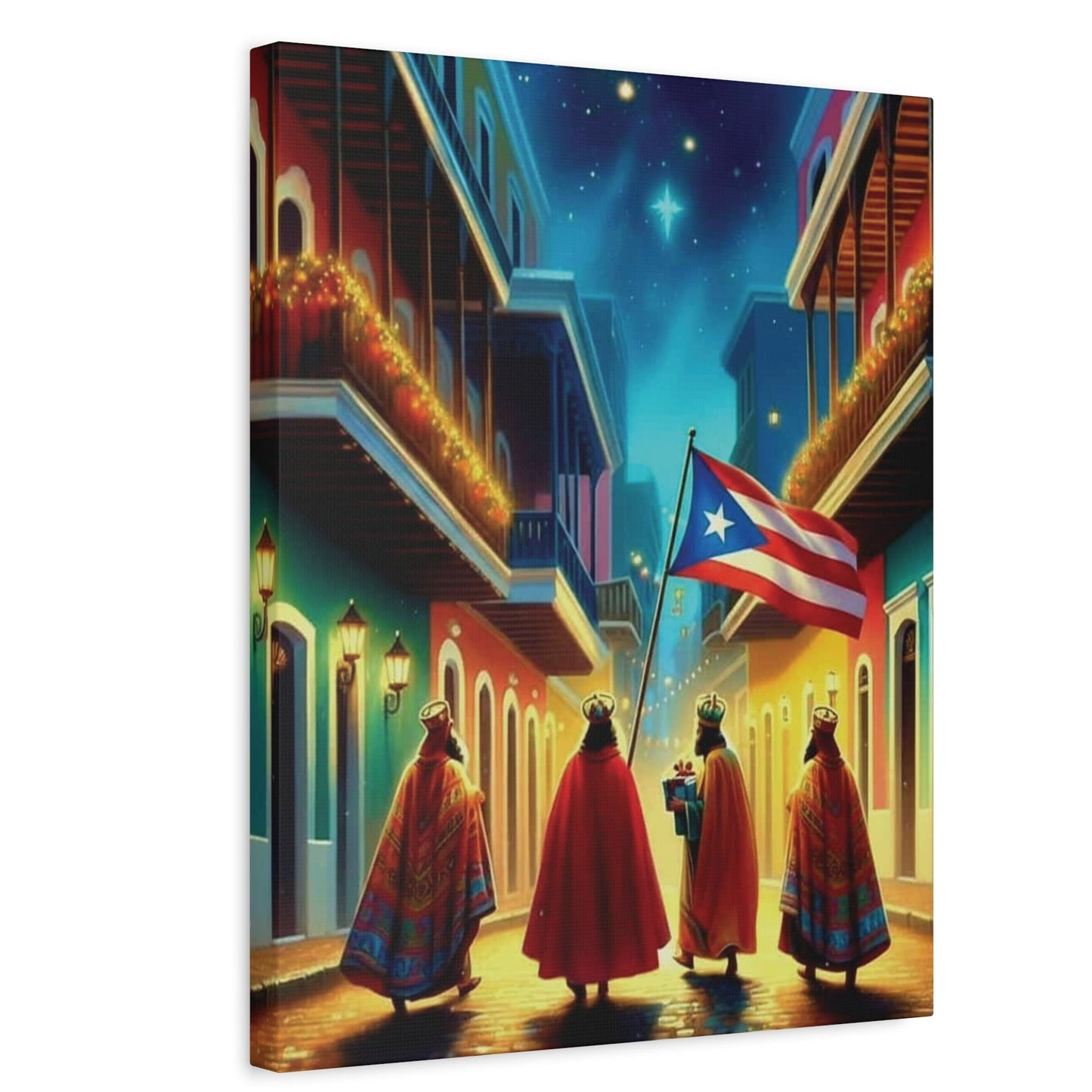 TRES REYES MAGOS CON JESÚS EN PR - Wall Canvas Art 16x20 Exclusivo Listo para Colgar | 4everBoricua