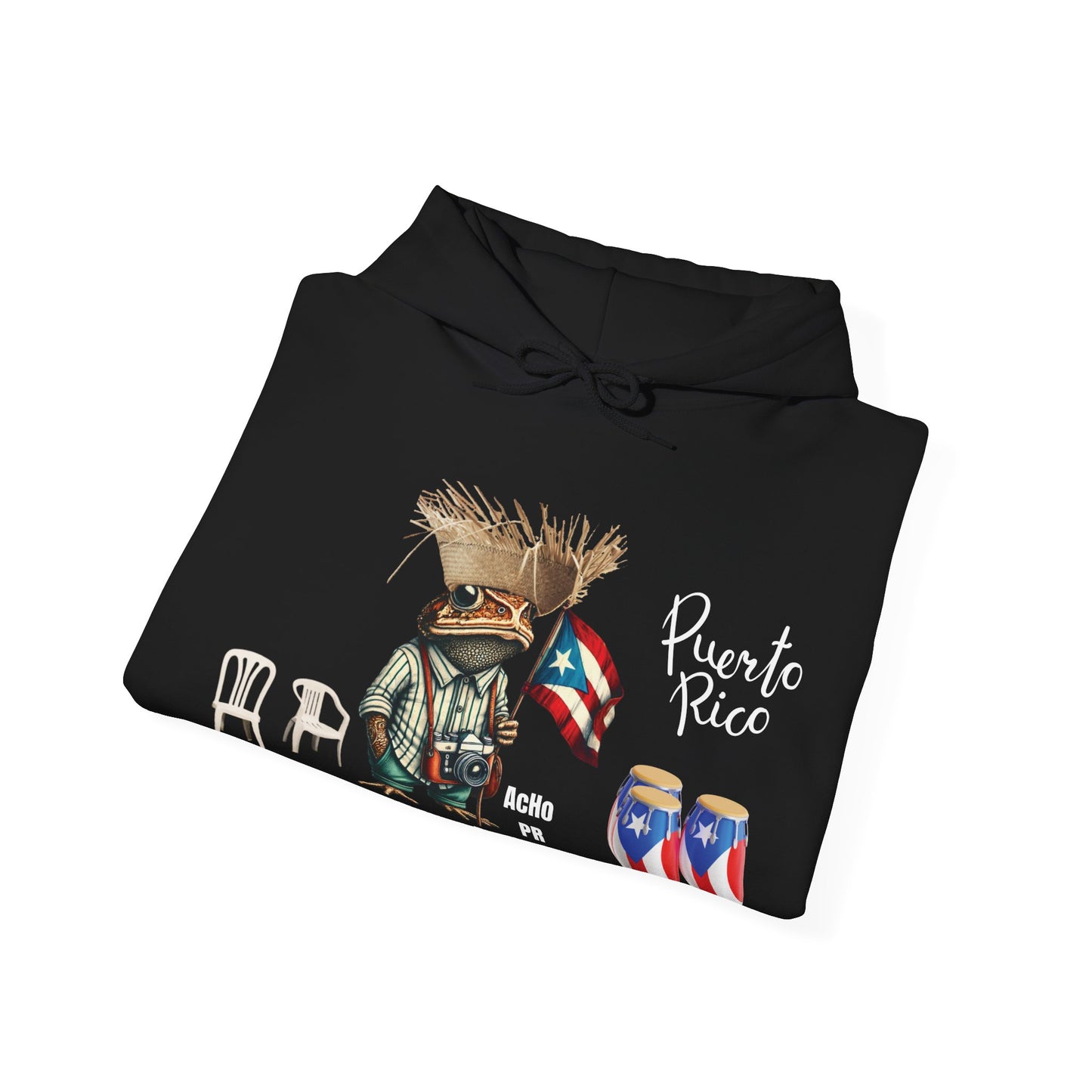 Puerto Rico Unisex Hoodie Sweatshirt Acho PR Pe Erre es Otra Cosa Sapo Concho Sweater | Negro | Diseño Exclusivo 4everBoricua