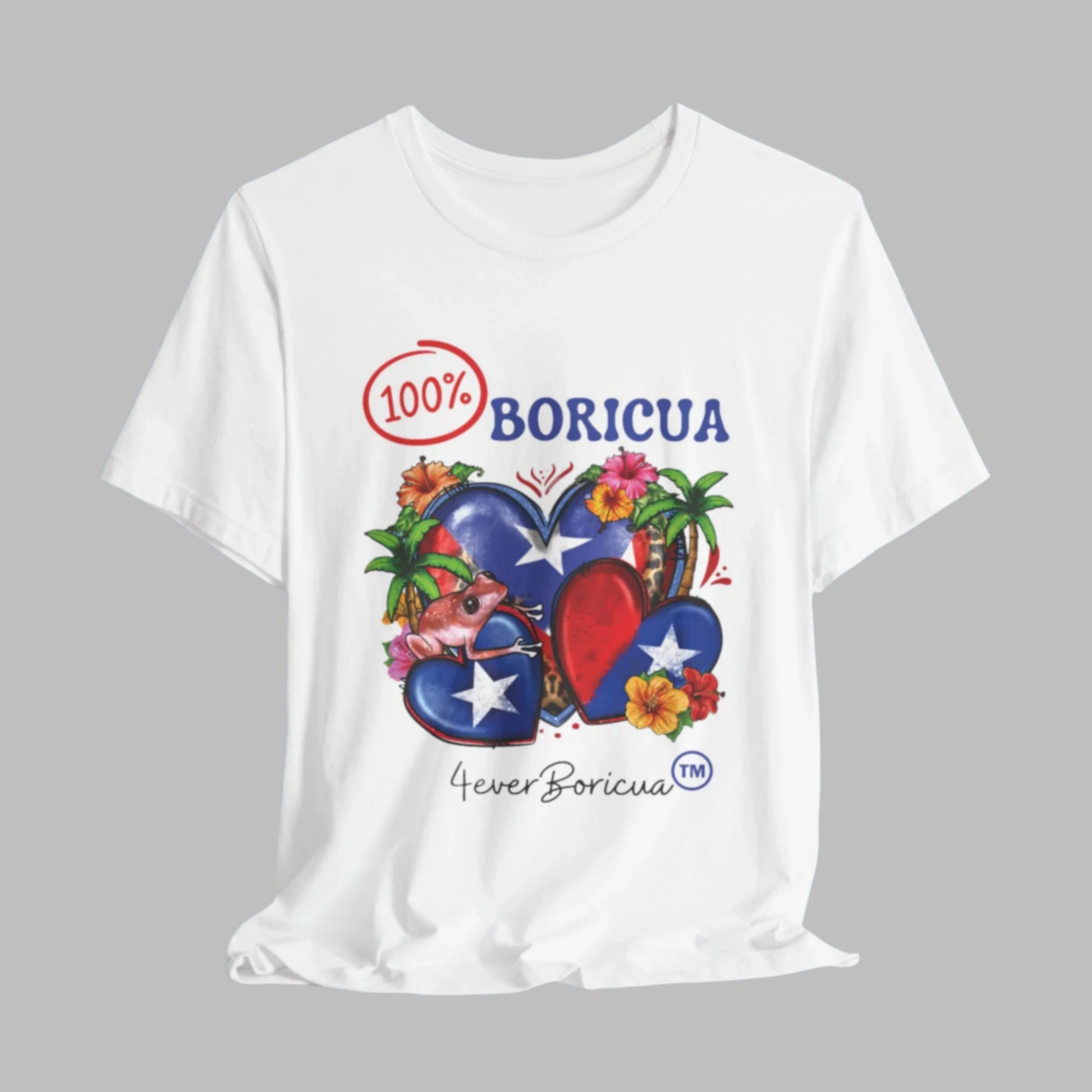 CAMISETAS PUERTO RICO 100% BORICUA 100 BLANCA