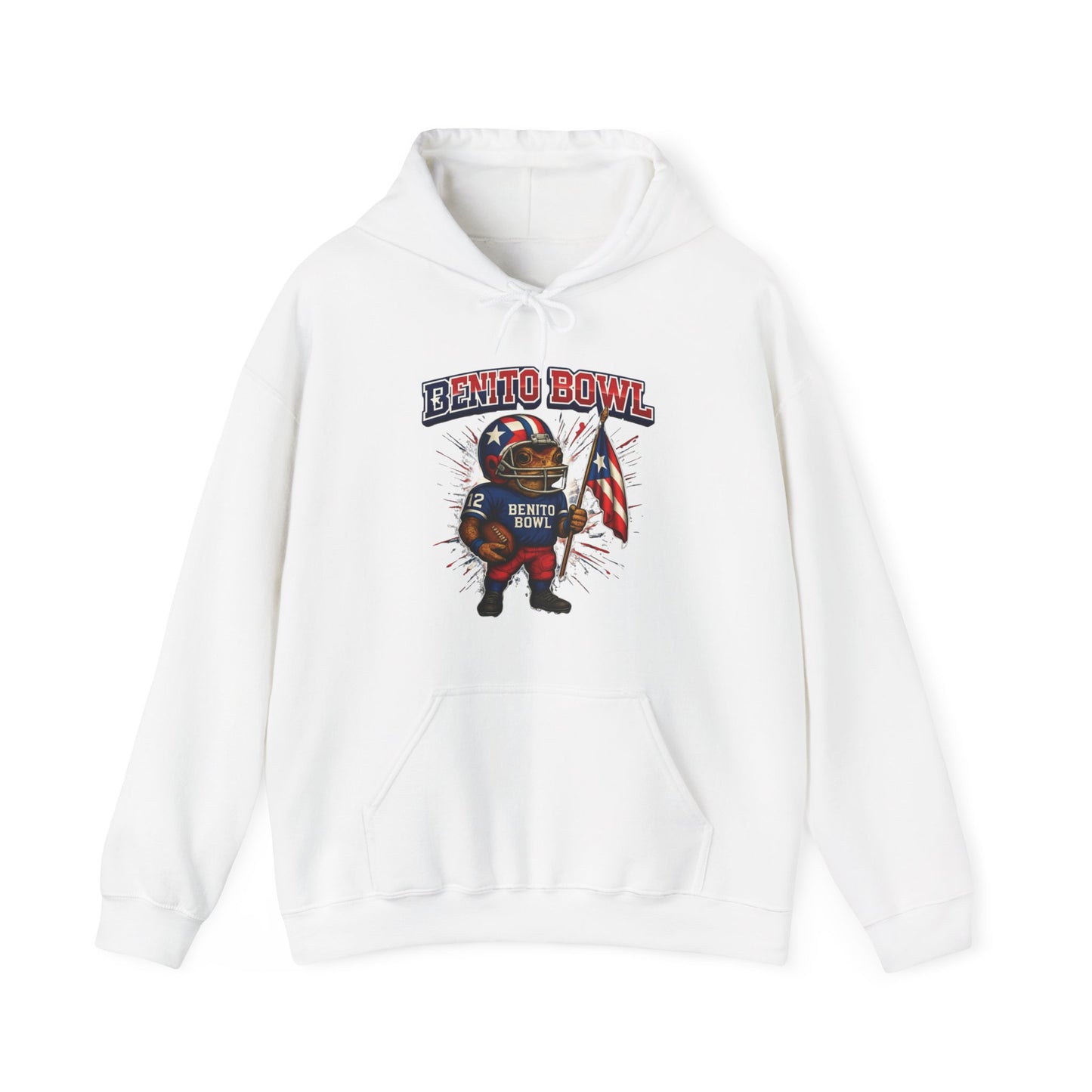 BENITO BOWL 2026 Hoodie Unisex Puerto Rico – Sapo Concho 4everBoricua | Blanco