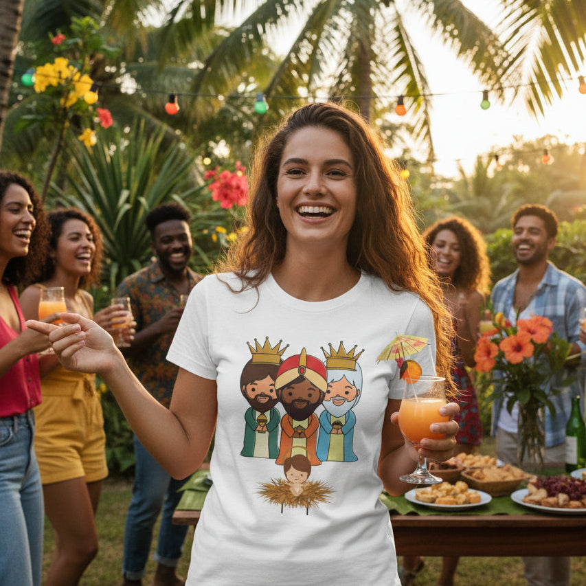 Variedad de Colores CAMISETAS PR Navidad TRES REYES MAGOS con JESÚS Puerto Rico Unisex Shirt Epifanía