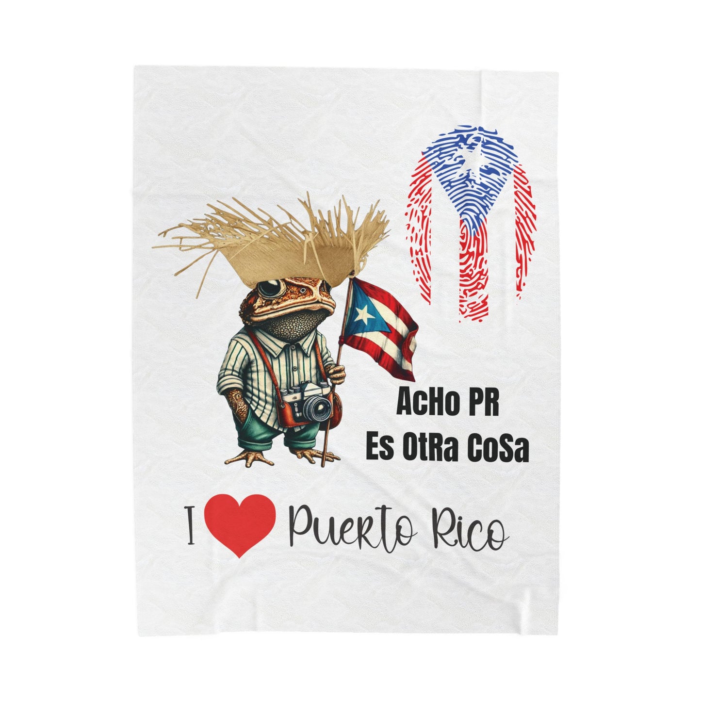 Frazada 60x80 Puerto Rico Puerto Rican Pride Cozy Blanket con Sapo Concho ACHO PR ES OTRA COSA - Diseño Exclusivo