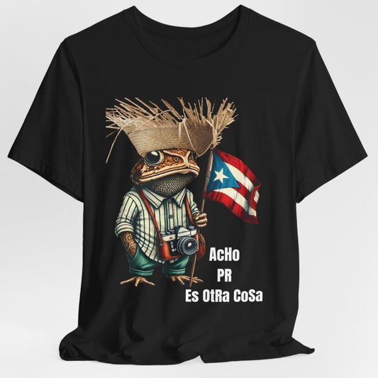 ACHO PR ES OTRA COSA CAMISETA PUERTO RICO SHIRTS PE ERRE 4EVERBORICUA SAPO CONCHO BANDERA Y PAVA UNISEX BLACK NEGRA